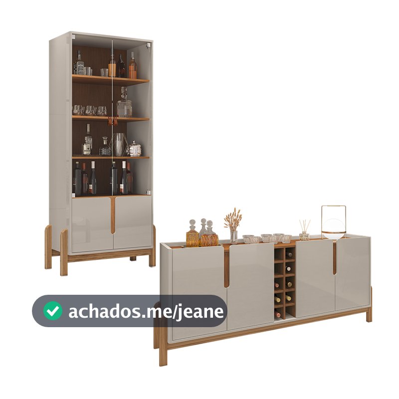 Aparador Buffet 190 Com Cristaleira Lizz Pés Madeira Maciça