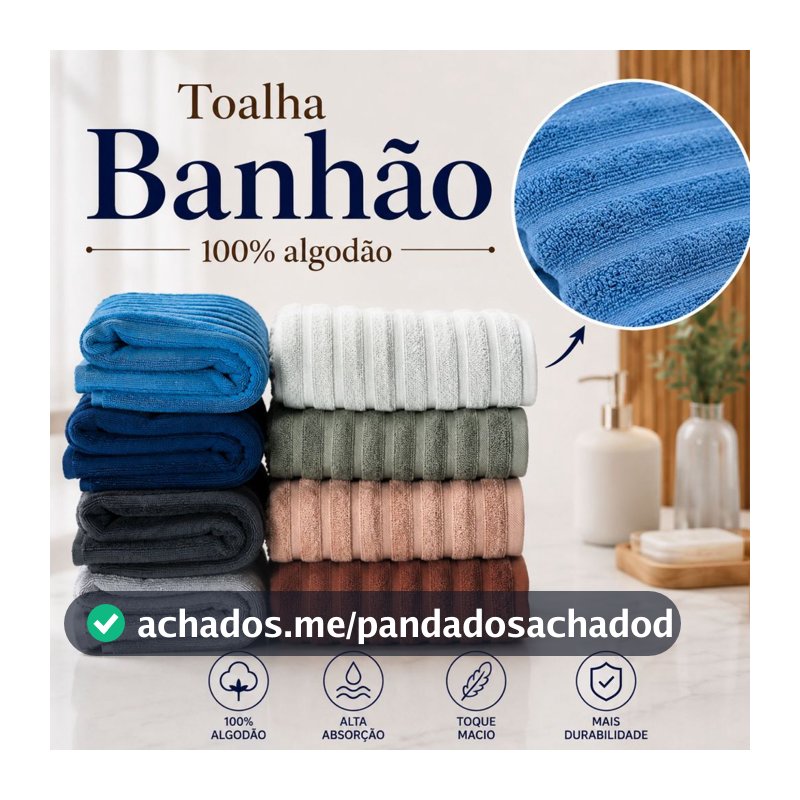 Toalha Banhão Gigante E Rosto 100% Algodão Alta Absorção Toque Macio Aveludada Enxuga Bem Wave Habitat