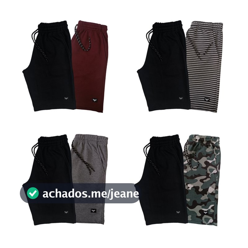 Kit 2 Bermudas Moletom Masculina Treino Academia Camuflada Rajada Listrada Bermuda Masculino