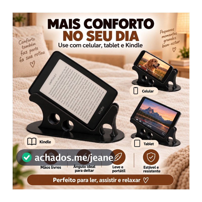Suporte Universal para Celular Tablet e Kindle de Cama – Leitura e Filmes Deitado Mãos Livres