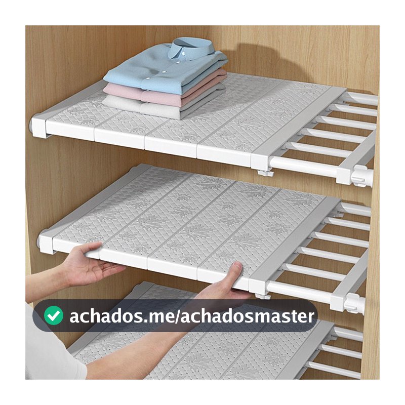 Organizador Prateleira Inteligente Retrátil portátil 53 a 90 cm Aço inoxidável Branca Extensível Largura 30cm