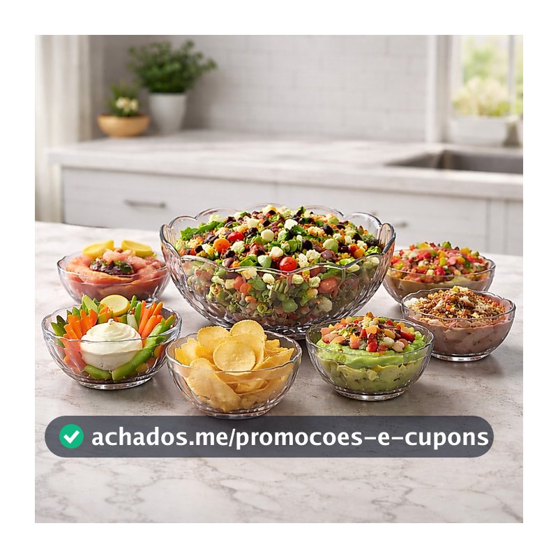 Conjunto 7 Bowls de Vidro Rose Tigelas Decorativas