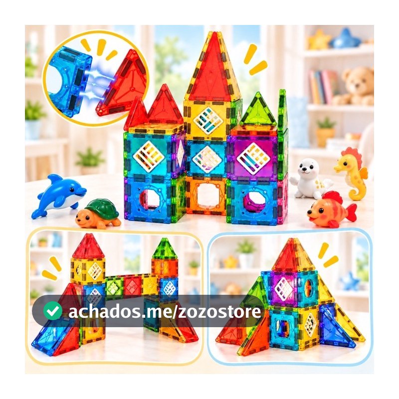 Blocos 3D Magnéticos De Montar Brinquedo Infantil Construção Educativo kit Blocos de Montar