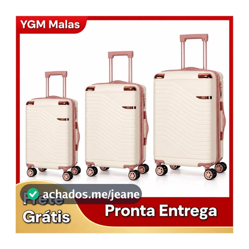 Kit Conjunto 3 Malas De Viagem Pmg Resistente Premium Pequena 10kg E Media 23kg E Grande 32kg Top