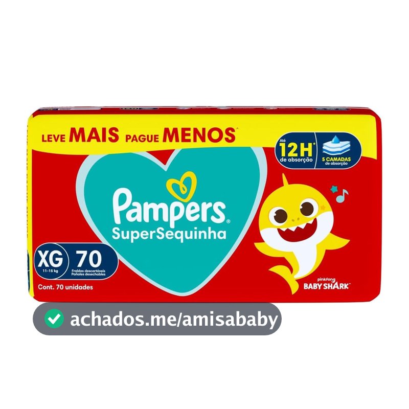 Fralda Descartável Pampers Supersequinha Jumbo XG 70 Tiras