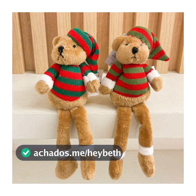 enfeite decorativo natal pend urso com gorro cachecol de árvore 11/15CM