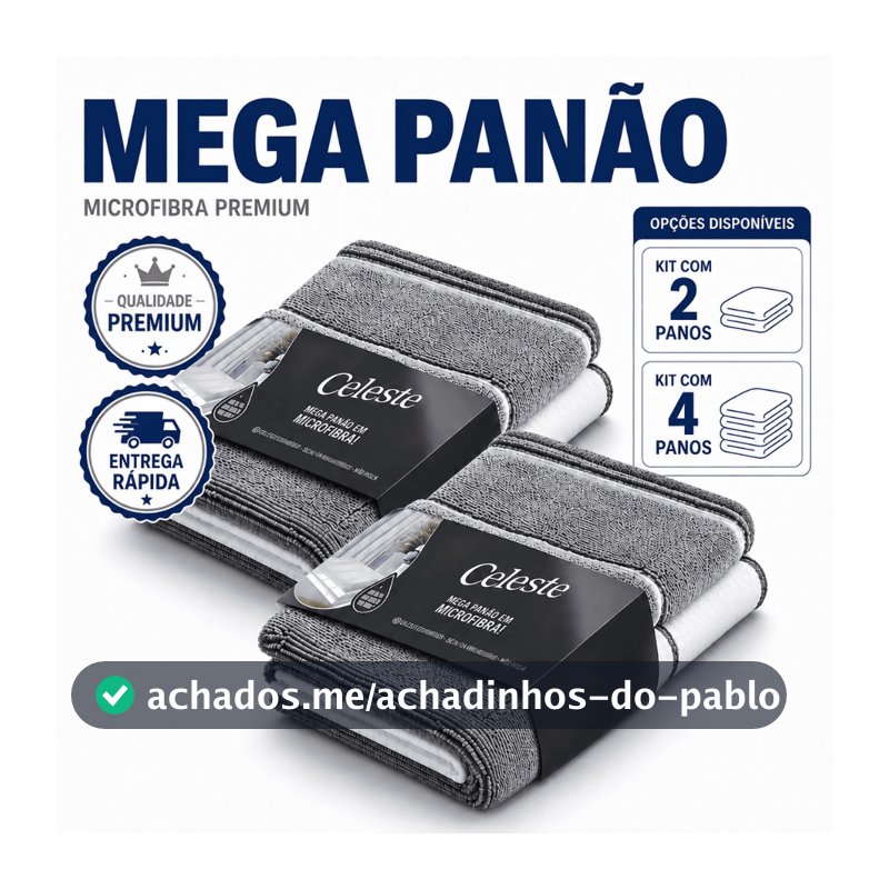 Kit Panos Multiuso Mega Panão Super Absorvente Chão Seca Pano de Chão Microfibra Grande