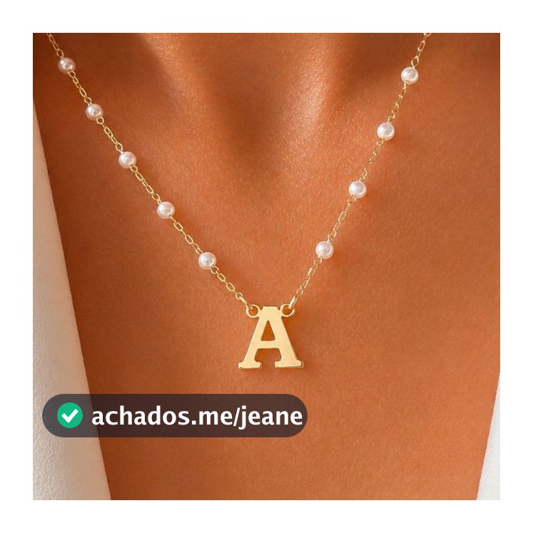 Colar Letra Inicial com Pérolas Banhado a Ouro 18K Personalizado Feminino Delicado Elegante
