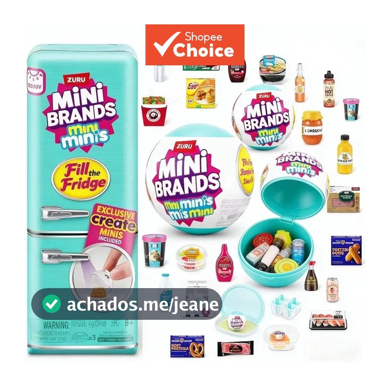 Mini Brands Fill the Fridge, conjunto surpresa para colecionar, brinquedo para crianças, adolescentes e adultos a partir