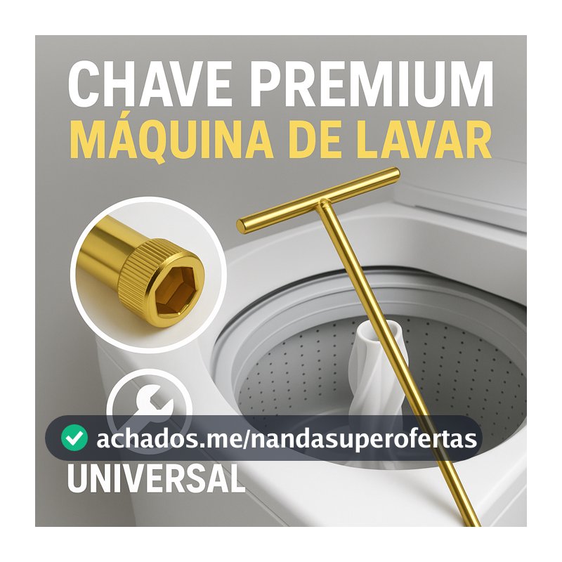 Chave T Longa 10mm + Pastilha para Abrir Agitador de Máquina de Lavar – Uso Universal