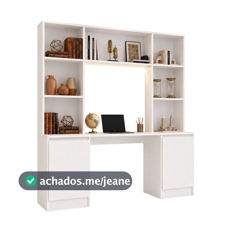 Escrivaninha com Estante Escritório 2 Portas e 5 Prateleiras Smart Multimóveis MP6075