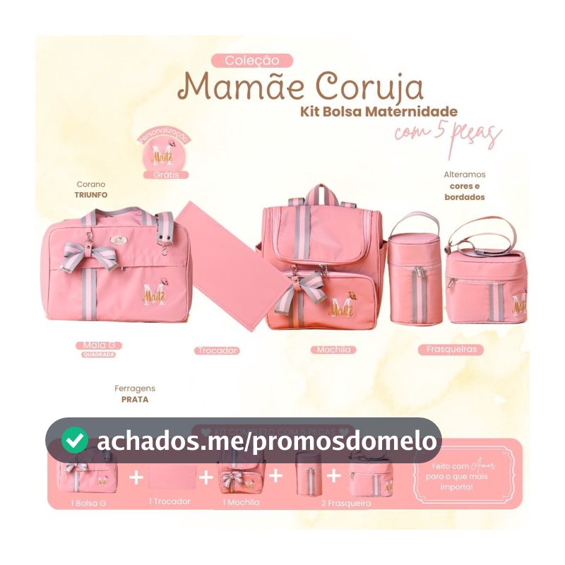 Kit Maternidade com 5 Peças Personalizado menina | Coleção Mamãe Coruja Bebê