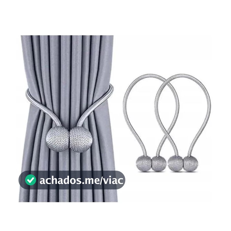 Kit 2 Enfeites De Cortina Prendedor Magnetico Varias Cores Gruda com Imã