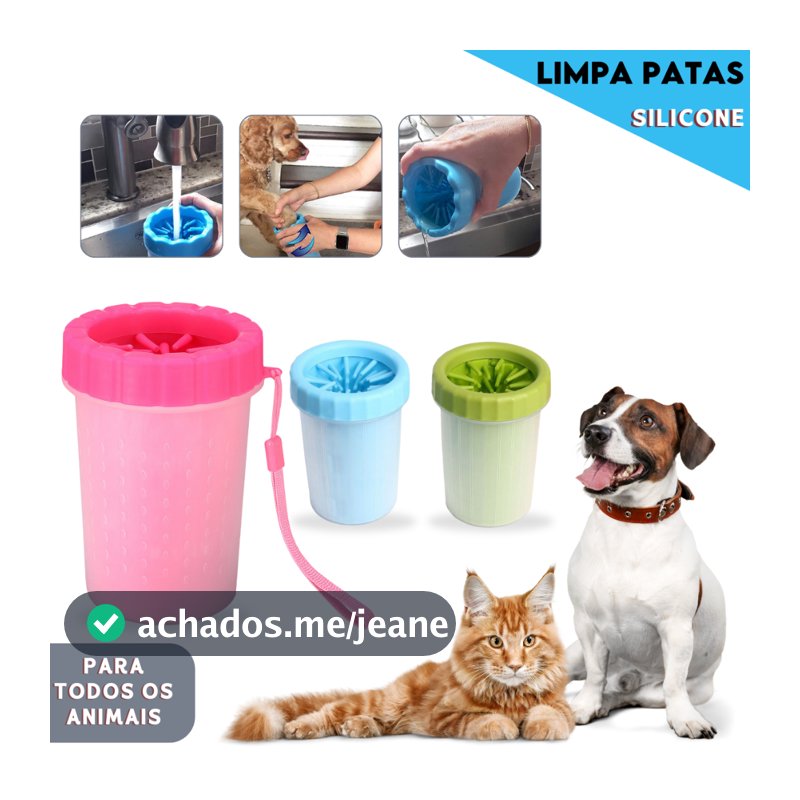 Limpador de Patas Pet em Silicone Limpa e Lava Cachorro e Gato Portátil Higiene Grooming