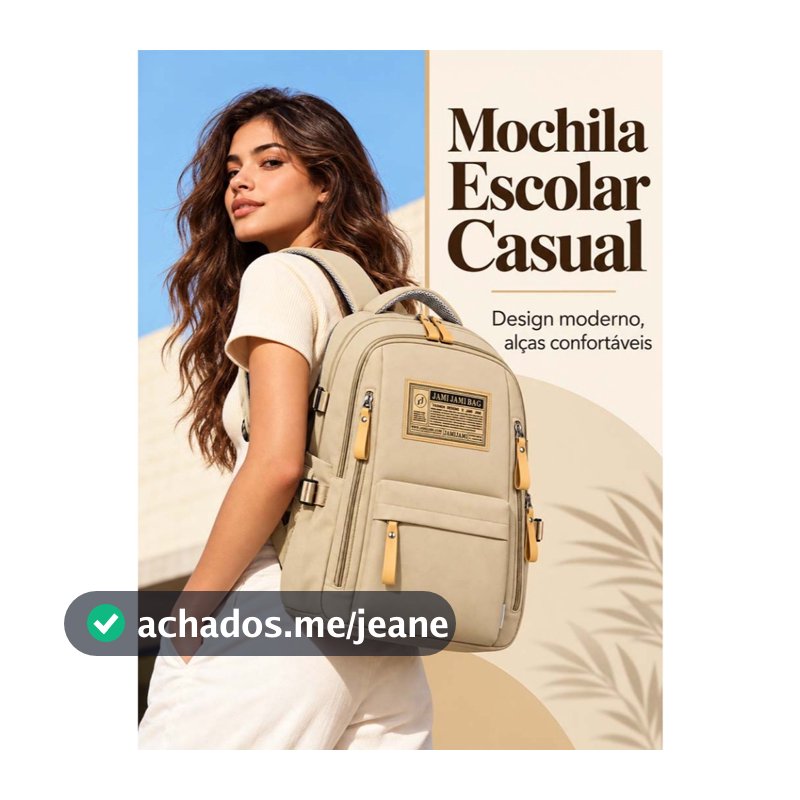 JAMI JAMI Mochila Retrô Americana Impermeável para Escolar com Vários Compartimentos Resistente e Unissex X236