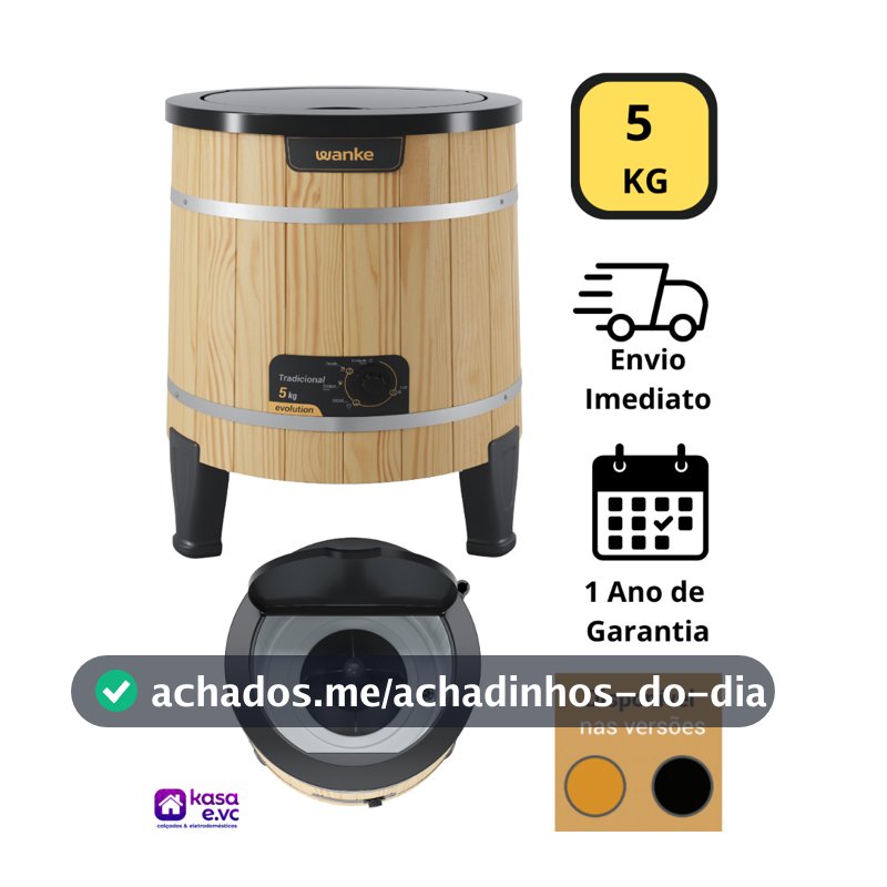 Máquina de Lavar Semiautomática Tradicional 5Kg Wanke Marrom Claro