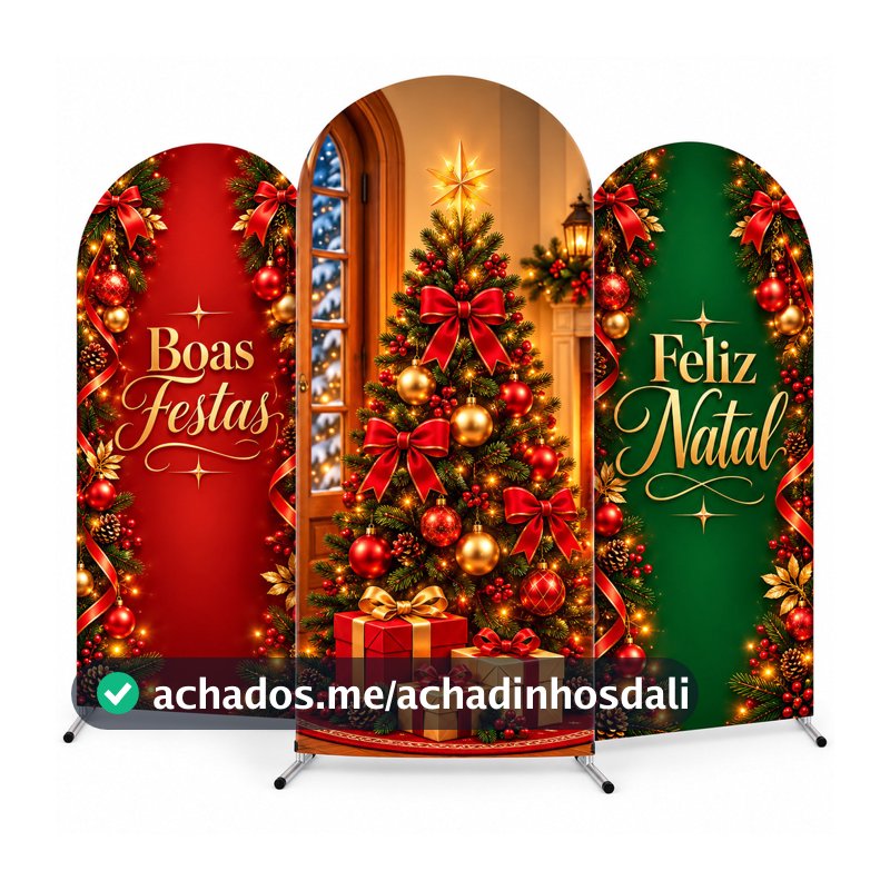 Capa de Painel Romano Natal 2x1m em Tecido Sublimado com Elástico