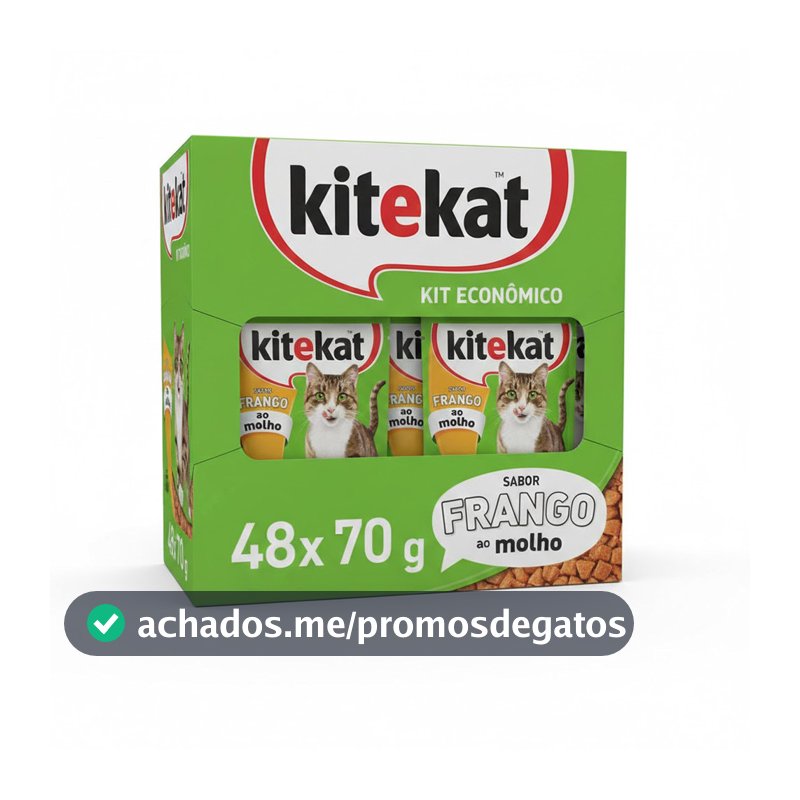 Kit Ração Úmida Kitekat Sachê Frango ao Molho para Gatos Adultos 48 Unidades