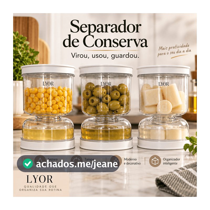 Pote Hermetico para Conservas com Separador de Liquido de Plastico 800ml - Lyor