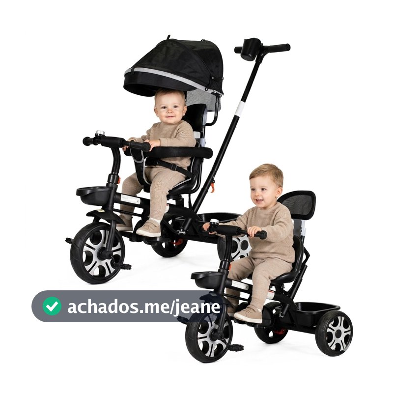 Carrinho de Passeio Infantil Triciclo Para Crianca Zupa com Haste Empurrador - Suporte Até 50kg