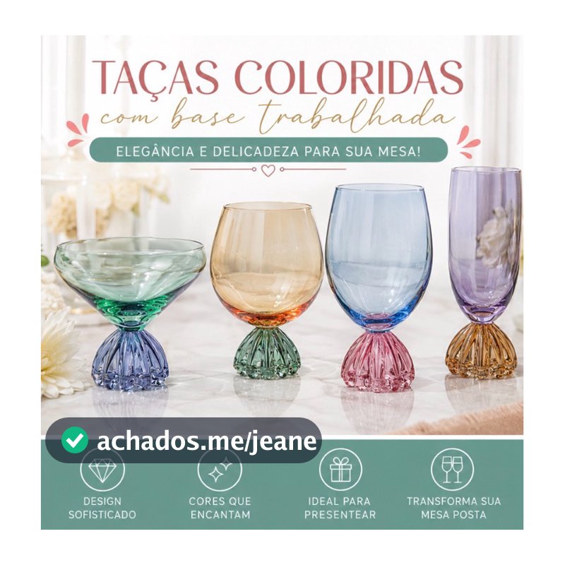 Taça de Vidro Colorida com Base Trabalhada | Mesa Posta Premium
