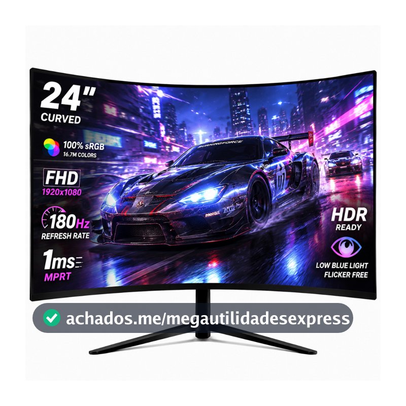 curva Monitor Gamer 24/27" FHD 180Hz IPS 100% sRGB Leve e VESA Alto-Falante Integrado,HDMI/DP, HDR Ampla Visão