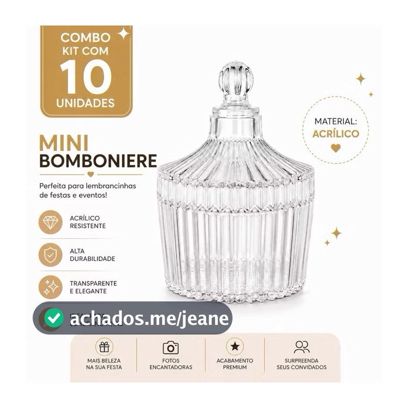 50/60/70/80/100 MINI BOMBONIERES EM ACRÍLICO PARA LEMBRANCINHA CASAMENTO, ANIVERSÁRIO, BATIZADO
