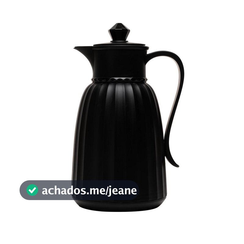 Garrafa Térmica Queen 1L Plástico Lyor para Café Chá Bebidas Quentes e Frias Preta Design Moderno Uso Diário Casa Diária