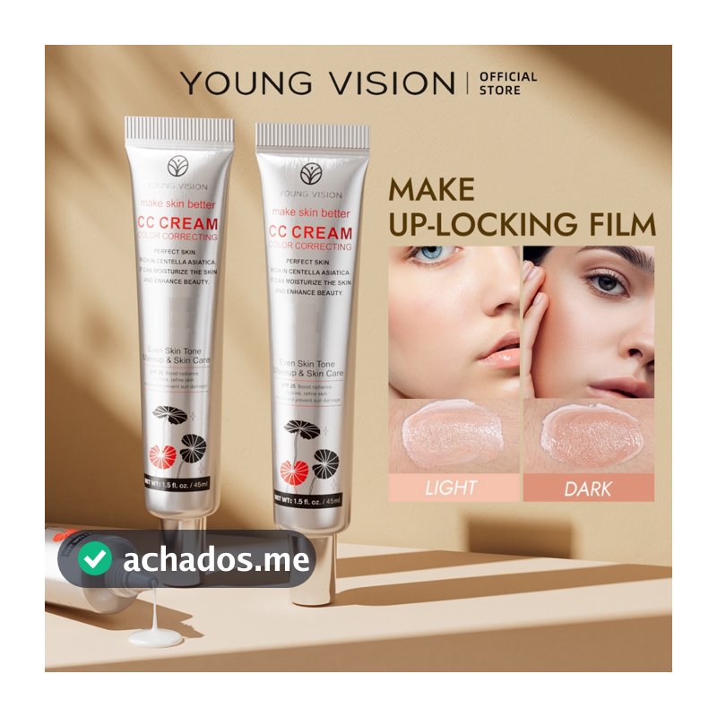 【Present Gifts】YOUNG VISION 45ml CC Creme Com Centella Asiatica, Corretivo Facial Leve Corretor De Cor