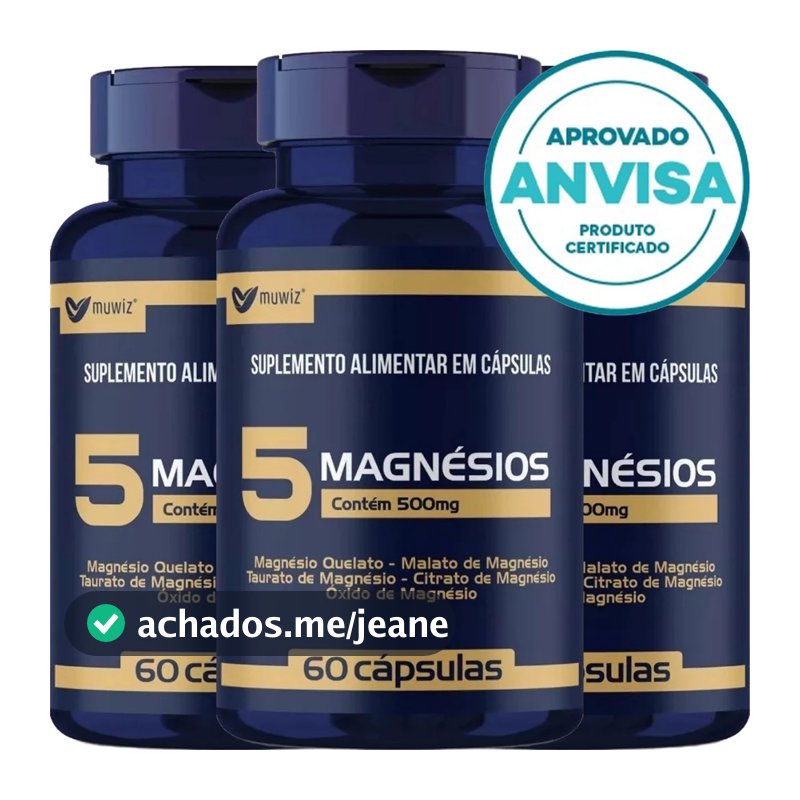 3x 5 Magnésios Muwiz 500mg - 60 Cápsulas