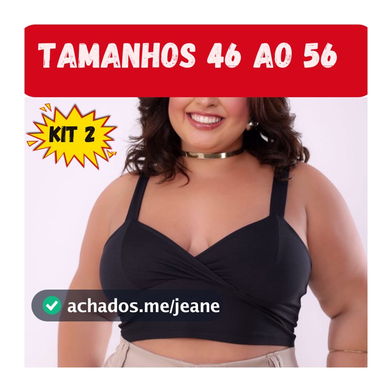 Top Plus Size Em Malha Suede Cropped Para O Dia A Dia Kit 2