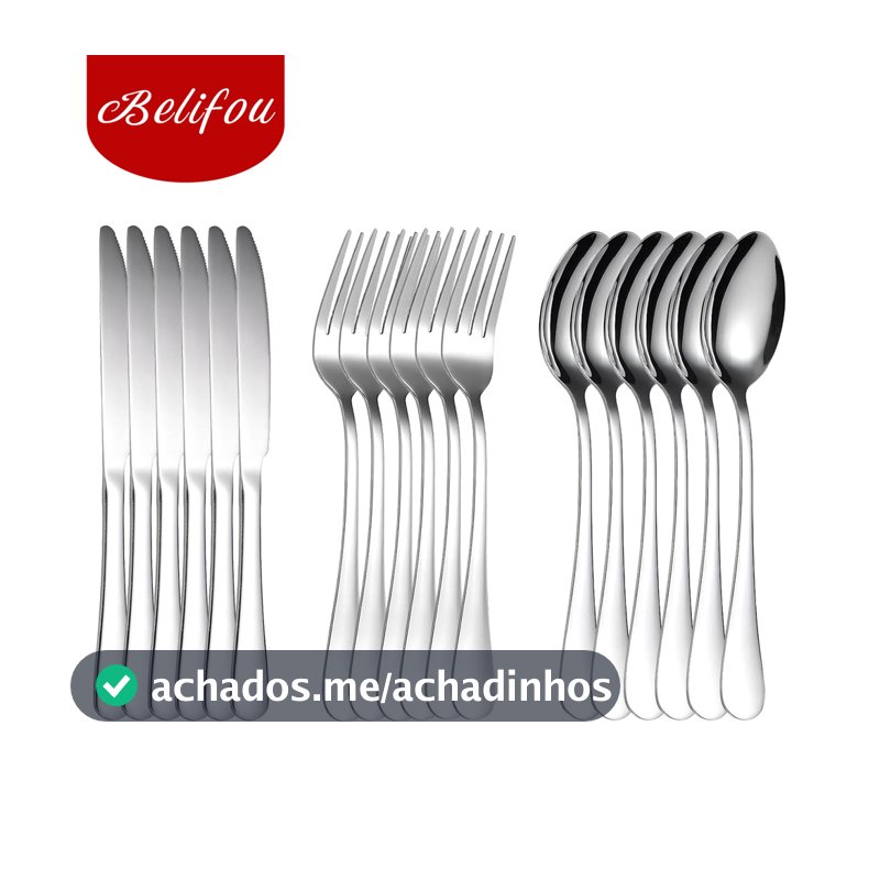 Belifou Kit Faqueiro Jogo de Talheres 18 Peças Talheres Prata de Aço Inoxidável Garfo Colher Faca