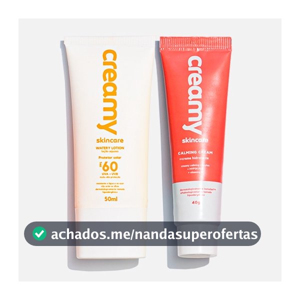 Kit Duo Protetor Solar FPS60 + Gel Creme Hidratante Facial Calming Cream - Creamy Skincare