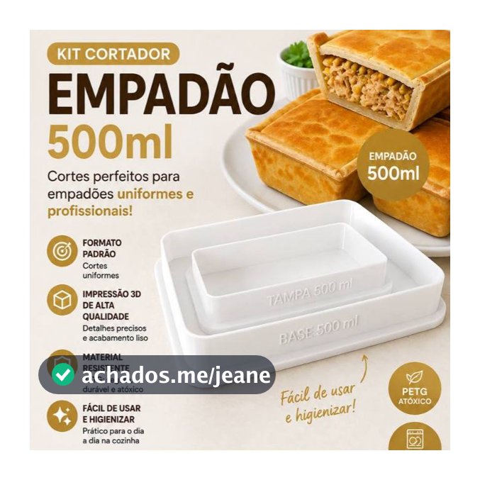 KIT CORTADOR DE EMPADÃO/TORTAS 135ML/ 220ML/ 250ML/ 500ML/ 750ML/ 1150ML 3D
