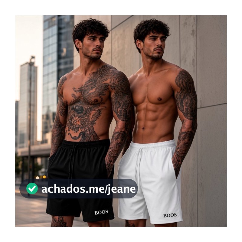 Kit 2 Shorts Bermuda Tactel Estampado "Bos Básico" Masculino Secagem Rápida e Leve Envio Imediato