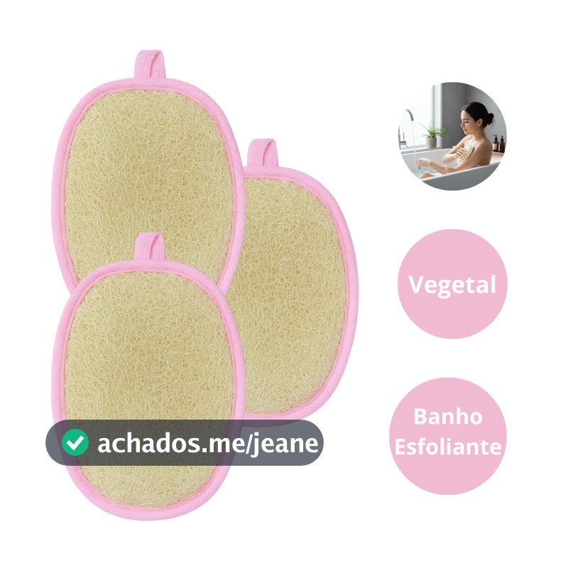Kit c/3 Bucha Vegetal Natural para Banho Esfoliante - Cores Sortidas