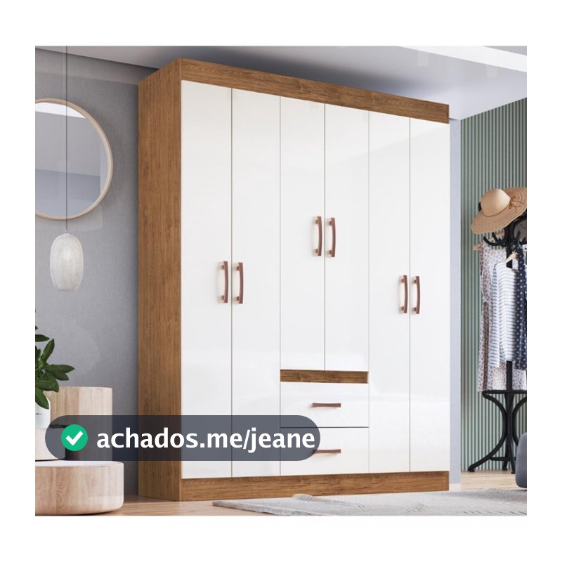Guarda Roupa Solteiro 6 Portas 2 Gavetas Sidney Doripel
