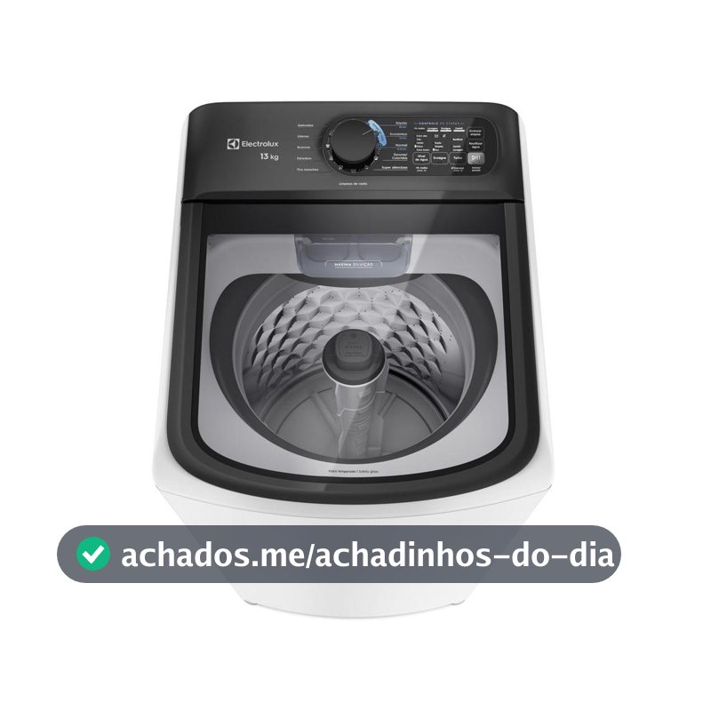 Máquina de Lavar Electrolux Efficient 13kg Branca Compacta, Pré-diluição e MaxFilter (LEM13)