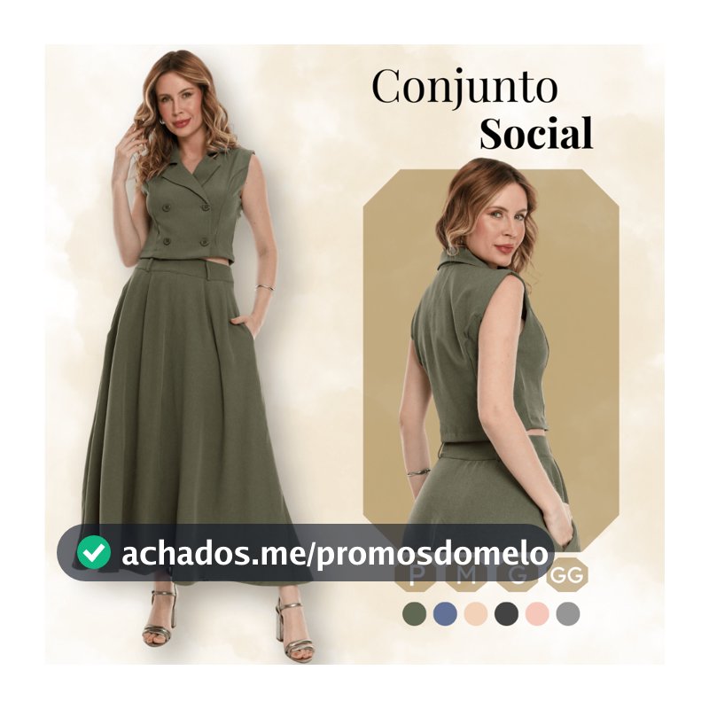 Conjunto Feminino Saia Longa e Colete Elegante Look Moderno e Chic