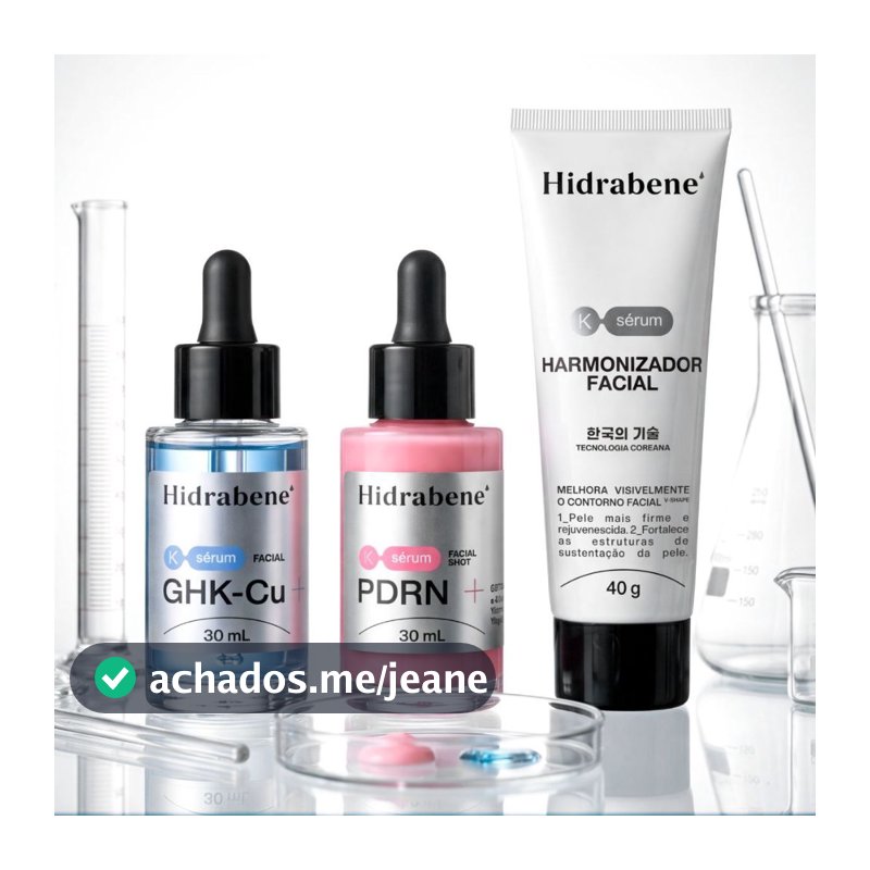 Kit Linha Coreana Hidrabene K-Sérum Harmonizador Facial + Sérum GHK-Cu + Sérum PDRN Skincare