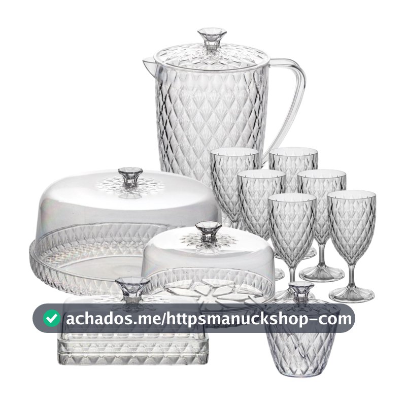 Kit Mesa Posta Glamour 11 Peças – Café da Manhã Completo com Jarra + Queijeira + Manteigueira + Açucareiro + Boleira
