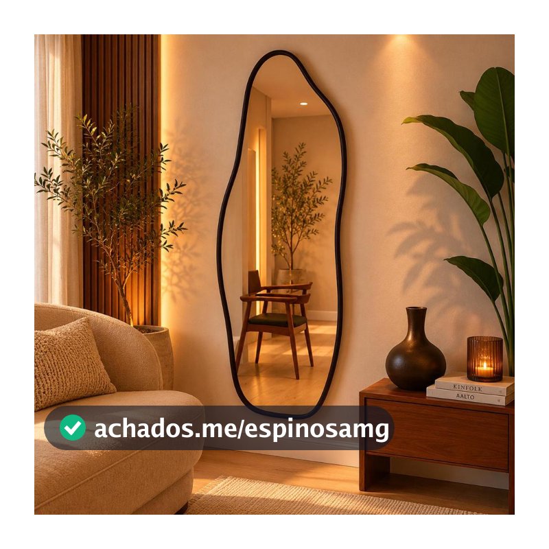 Espelho Flame Com Moldura Em Couro 100x35 90x40 70x30 50x25 Hall Sala Closet