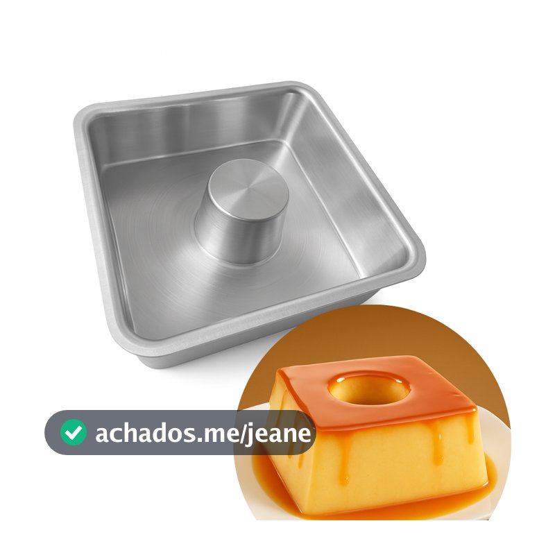 Forma Suiça quadrada Pudim Bolo 25x7 Aluminio