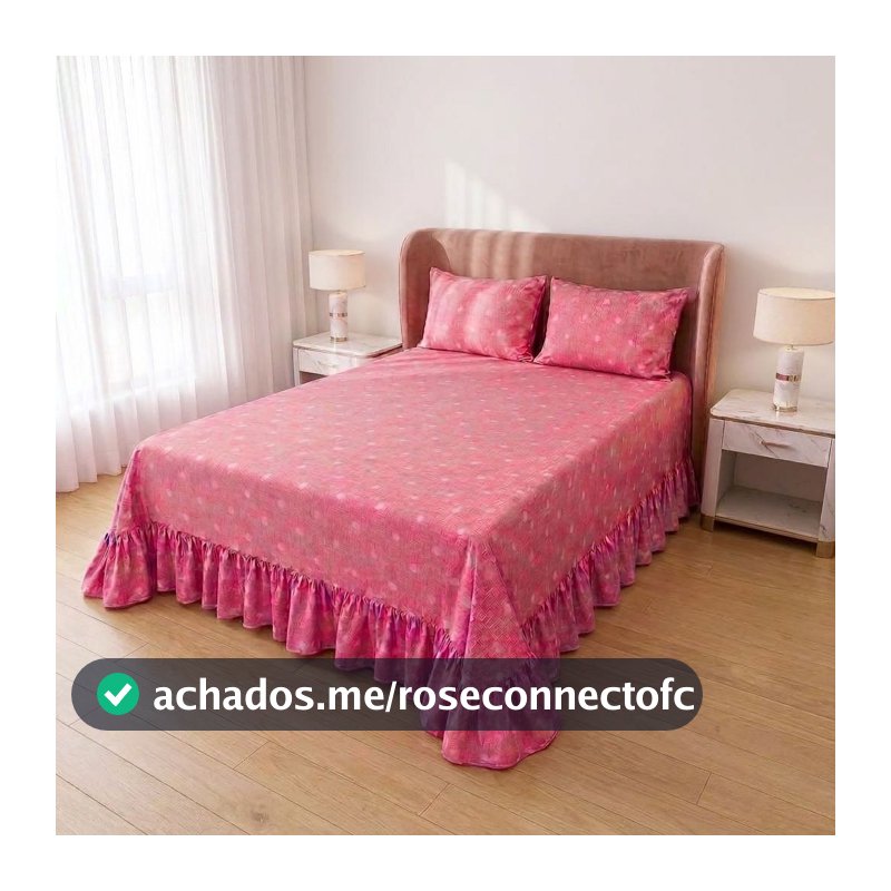 Lençol Colcha de Babado Estampada 2,40mx2,50m - Toque de Algodão Belíssima