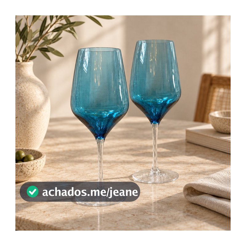 Jogo com 2 Taças de Vinho Ballet em Cristal  Azul 460 ml