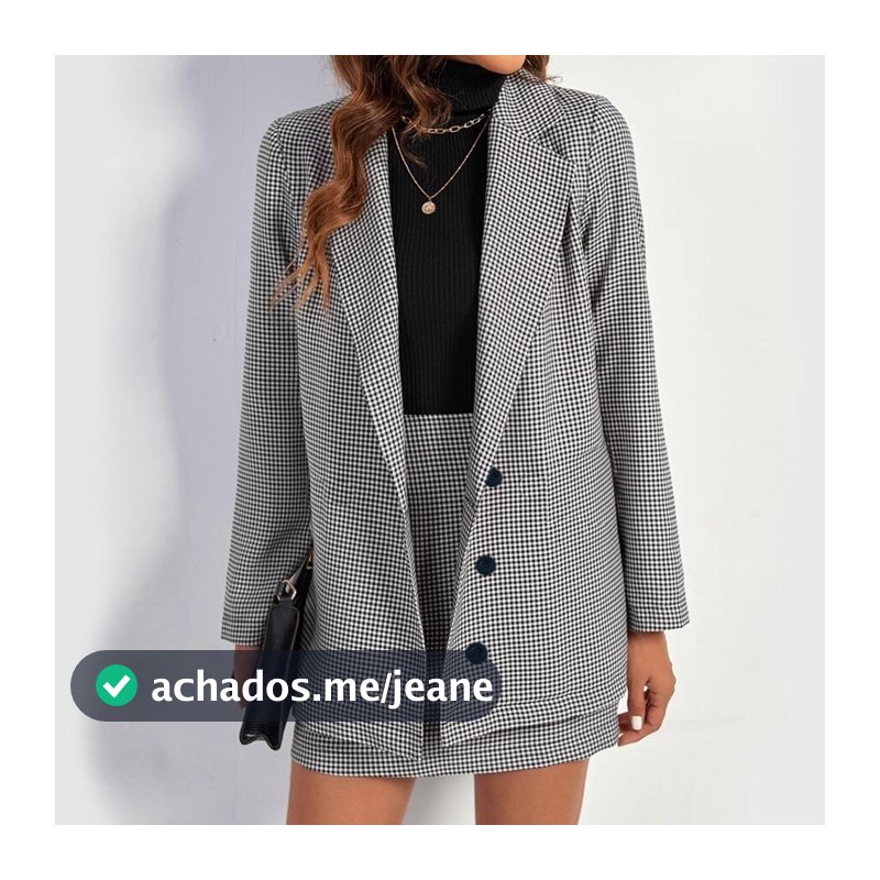 Blazer Feminino Acinturado Com Botões Casaco Jaqueta XADREZ