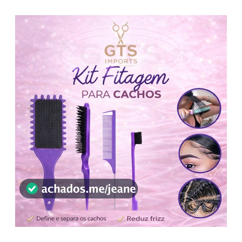 kit fitagem Kit Finalização e Penteados 04 Peças de Pente e Escova Onda