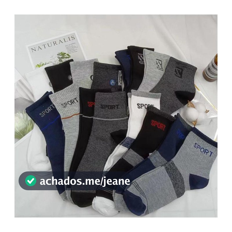 Kit 12 Par de meia masculina cano medio varias cores