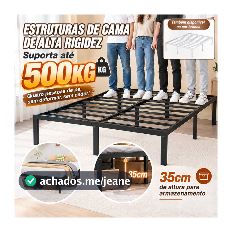 Cama de Solteiro e Casal Estrado de Metal Dobrável Fácil de Montagem Ripas de Aço Antiderrapante