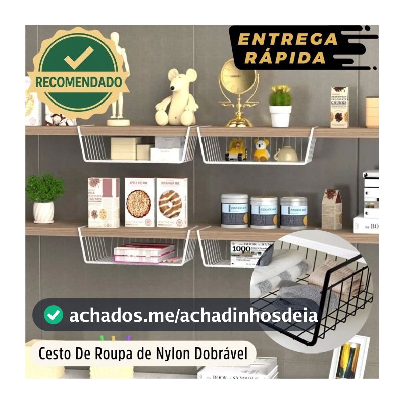 Cesto Suspenso Aramado Organizador Prateleira Gaveta Extra Cozinha Armário Multiuso Preto Branco